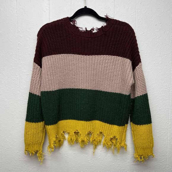 Love Tree Distressed Bohemian Womens Sweater Small Chic Chaotic Academia - Picture 7 of 13